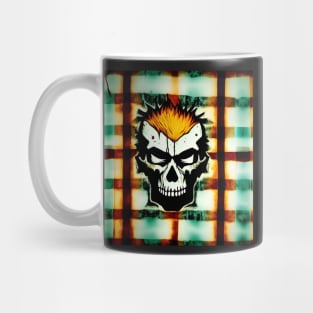 Skull Plaid Grunge Bleach Acid Wash Graphic Skate Punk Mug